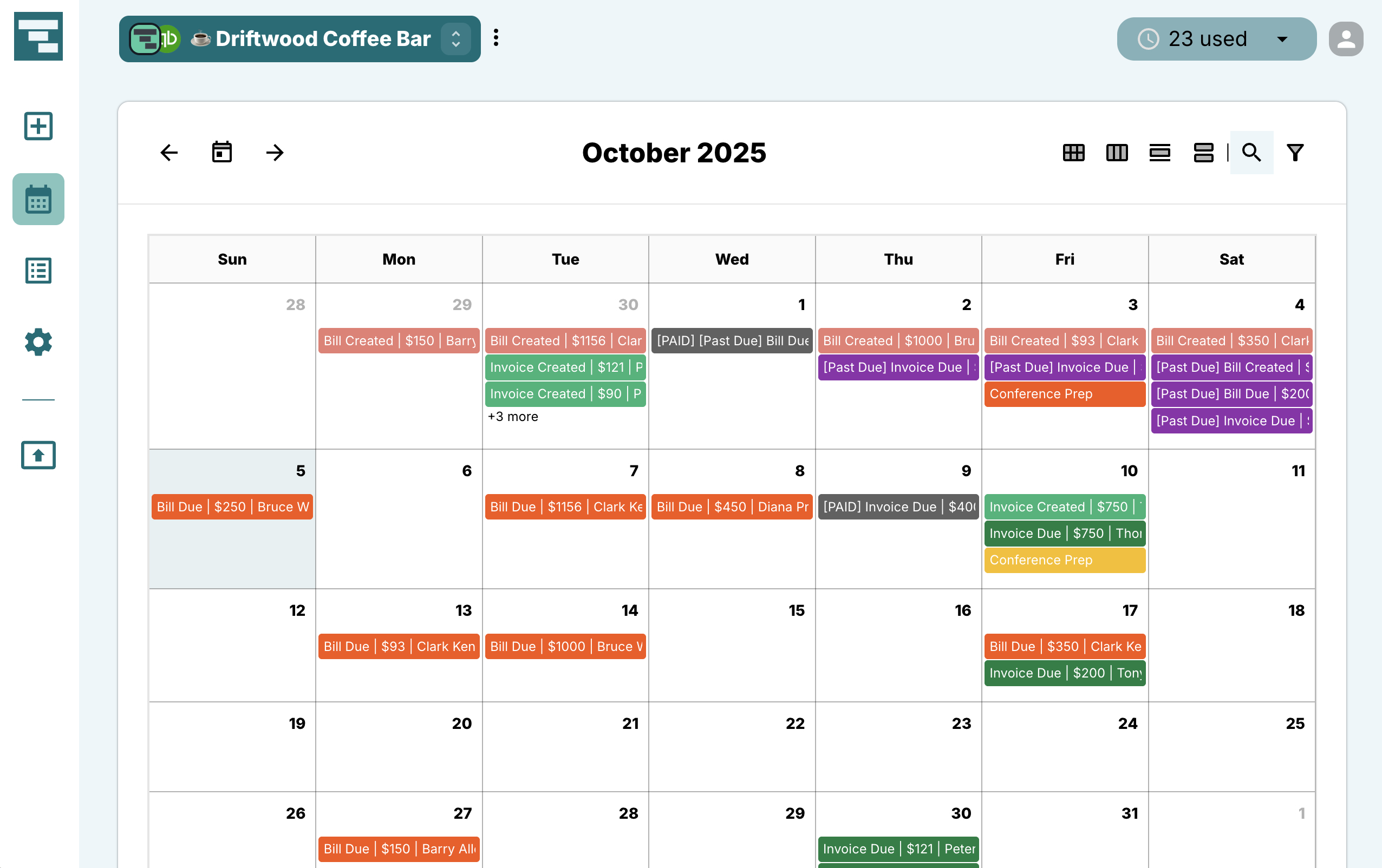 Calendrio Dashboard